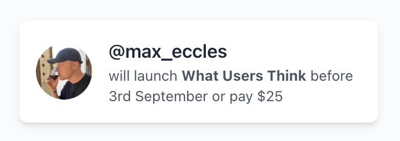 Built LaunchOrPay because I want to ship more

I committed to launching it within 7 days

... and already have my next commitment for the next one!

Will either become a 🚢 machine or broke 💳

LaunchOrPay.Com