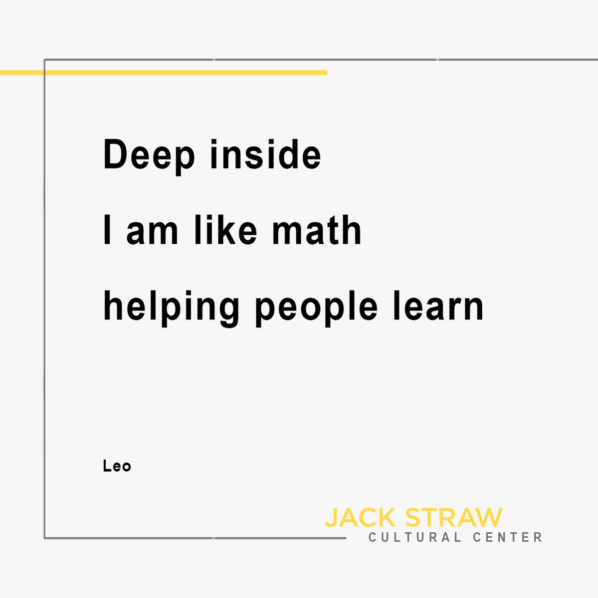 Today's poem comes to us from Leo. Written with help from #poet and #TeachingArtist Vicky Edmonds.

#JackStrawWriters #Poetry #AudioArts #ArtsIntegration #ArtInSchools #Education #ArtsEducation  #RecordingStudio #Seattle #ConcordInternationalElementarySchool <a href="/SeaPubSchools/">Seattle Public Schools</a>