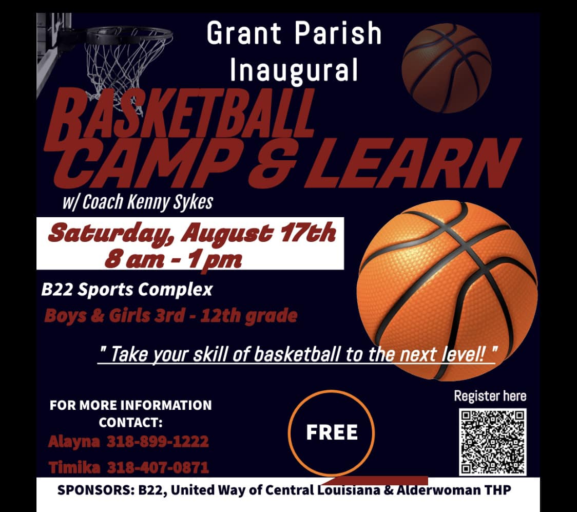 Grant Parish Community to Host Free Basketball Camp for Youth
More:-> tinyurl.com/25zb4xnh