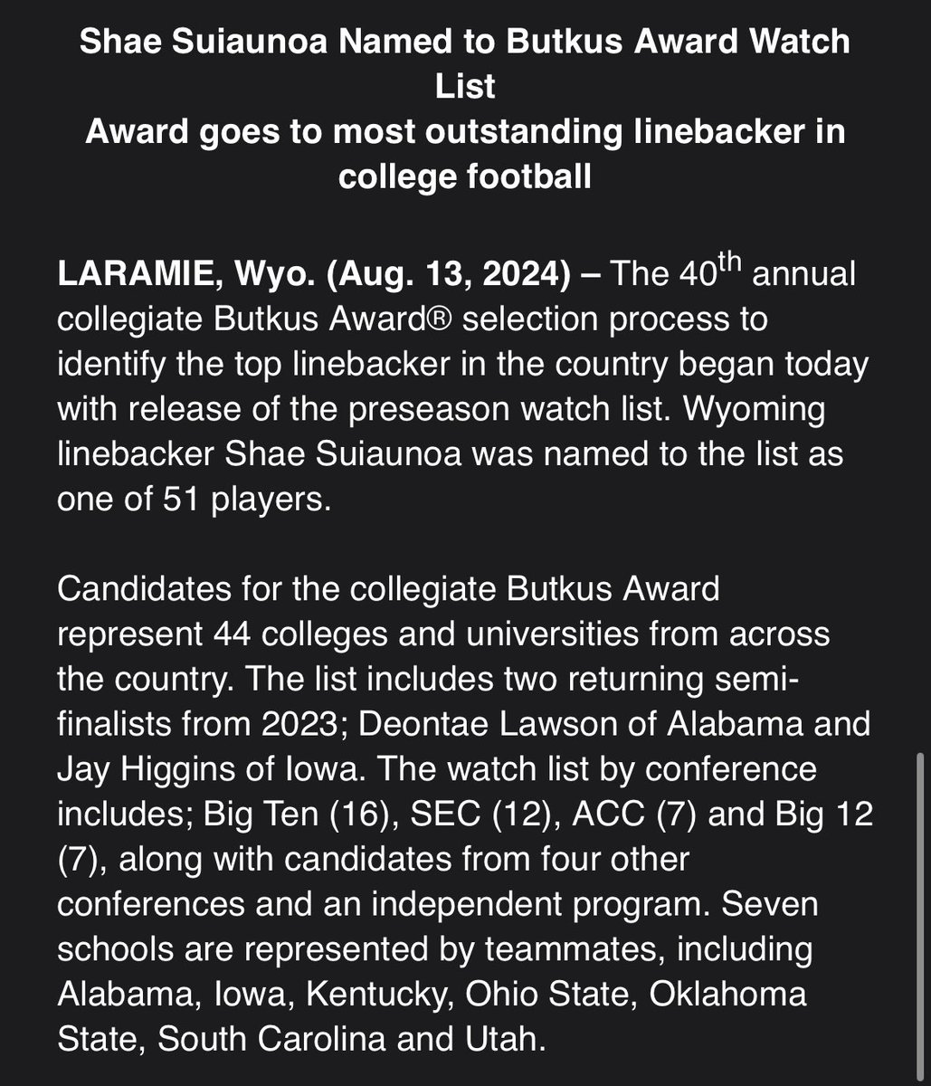 alex_m_taylor22's tweet image. Shae Suiaunoa named to the Butkus Award preseason watch list: