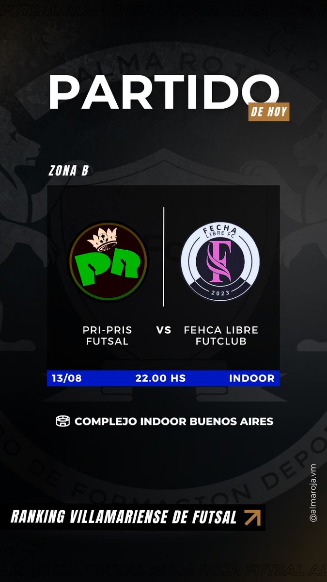 Se juega💚

🕗 22hs
🆚 Fecha libre 
📍 Alma roja

Vamos los Pripris necesitamos una victoria para seguir peleando👊💪

#GoPripris