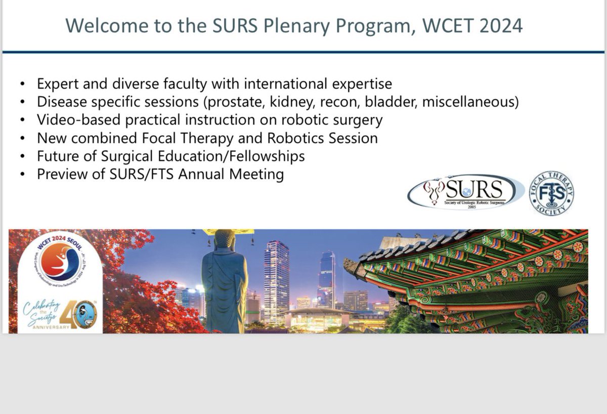 Society of Urologic Robotic Surgeons (SURS) (@societysurs) on Twitter photo Come to <a href="/SocietySURS/">Society of Urologic Robotic Surgeons (SURS)</a> plenary session at #WCET24 today. Packed with high yield tips from experts in robotics Come to <a href="/SocietySURS/">Society of Urologic Robotic Surgeons (SURS)</a> plenary session at #WCET24 today. Packed with high yield tips from experts in robotics