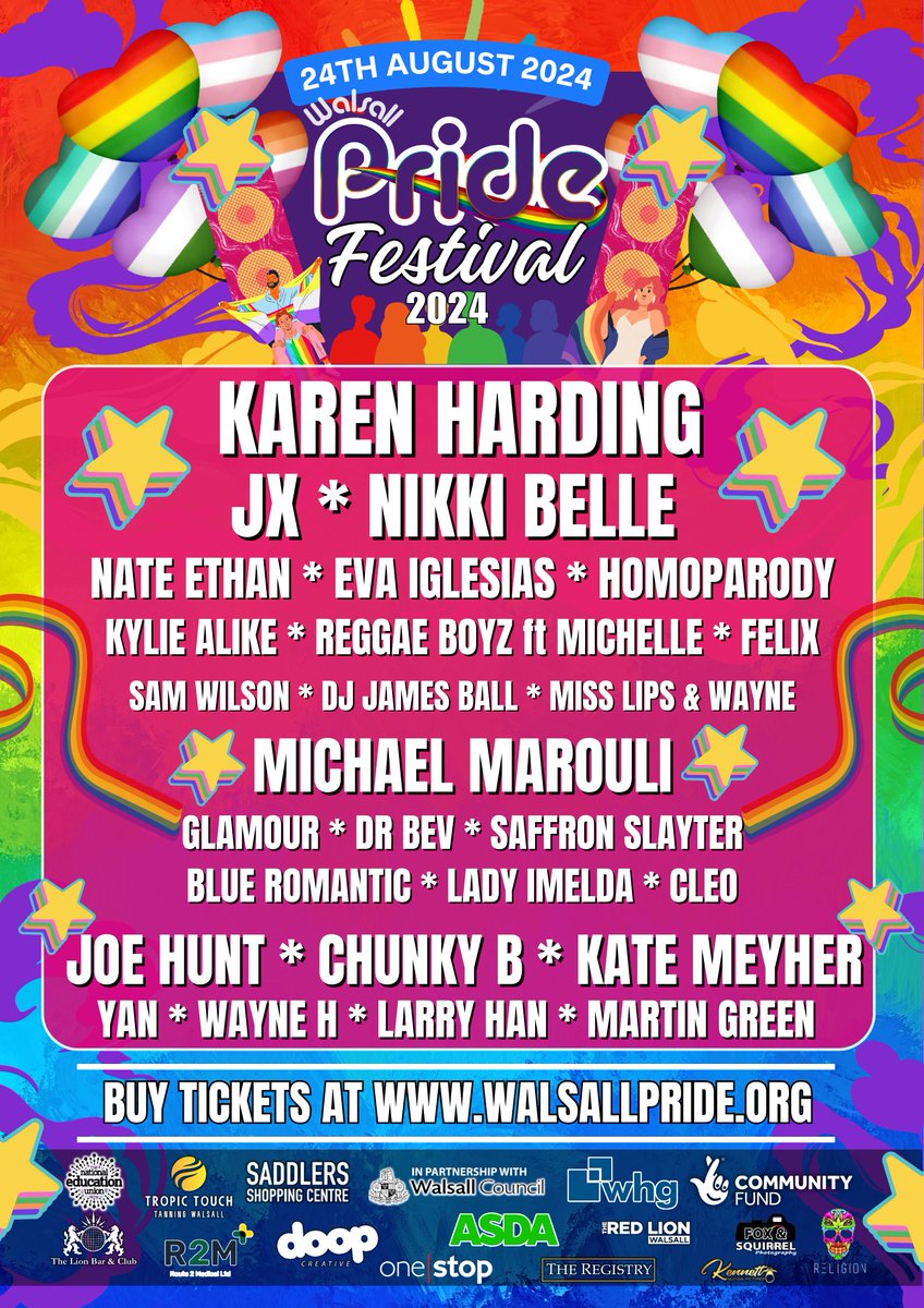 #walsallpride is Next Weekend Buy Tickets Now at bit.ly/walsallpride20…

#Walsall #westmidlands #Pride #gay #lgbt #lgbtqia #loveislove  #pridemonth #gaypride #lesbian #bisexual #trans #transgender #gaylove  #lgbtqiacommunity #dragqueen #rainbow #lovewins #lgbtpride #Festival