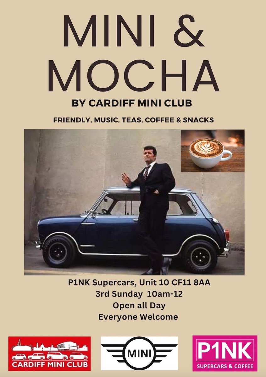 Join us this Sunday at <a href="/P1NKSupercars/">P1NK Supercars and Coffee</a>  in Cardiff … for Minis and Mocha … everyone welcome