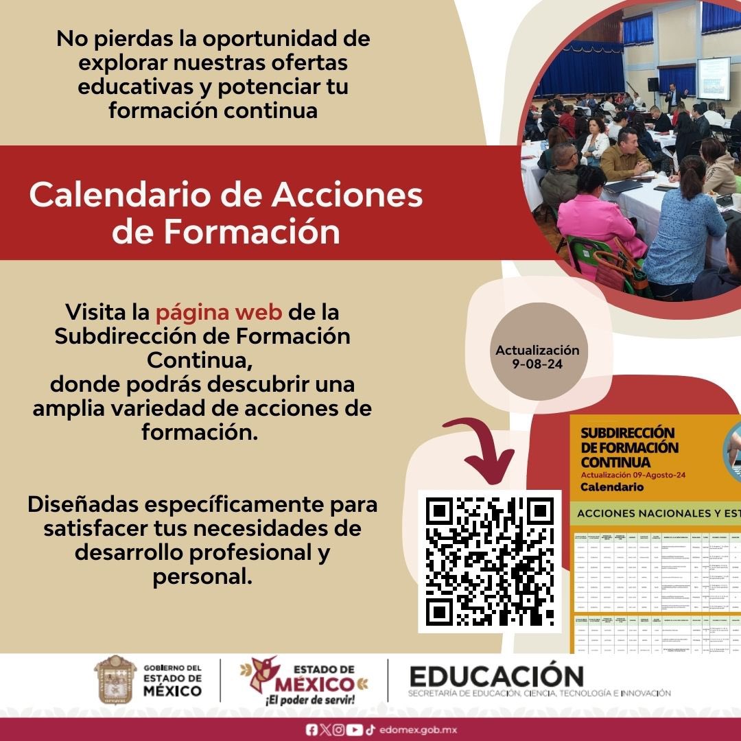 SubdireccionC's tweet photo. Te invitamos a visitar nuestra página web 🌐, donde encontrarás el calendario actualizado con una amplia variedad de opciones de formación. 

Si buscas mejorar tus habilidades o actualizar tus conocimientos tenemos algo para ti.

➡️https://t.co/fIza5LtjdA

@SeducEdoMex https://t.co/tlRt8ZDTIo
