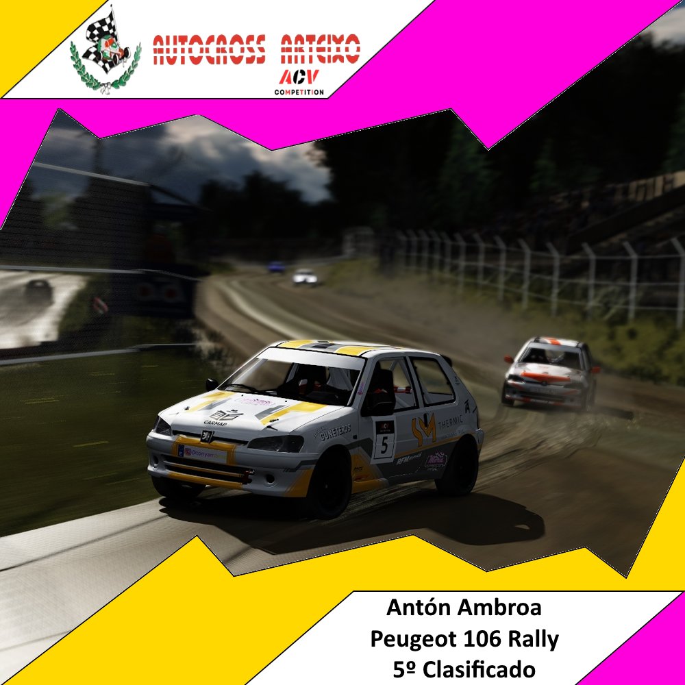 5º puesto en el Autocross de Arteixo
Victoria en la semifinal y 5ª plaza para nuestro Peugeot 106 Rally este fin de semana.