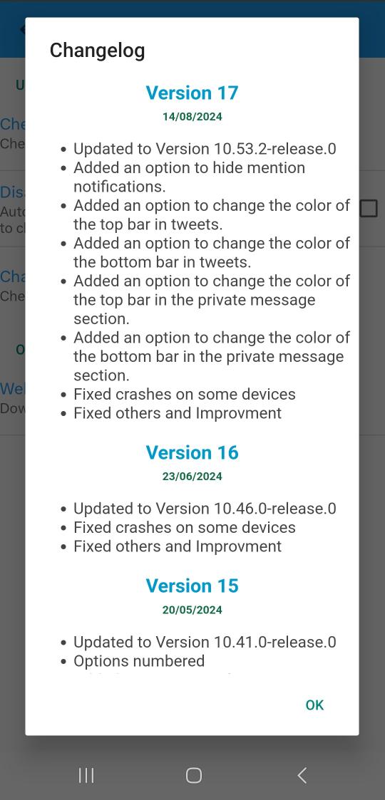 #تحديث | Update
تويتر بلس (X Plus) الإصدار v17

* التحديث للإصدار 10.53.2-release.0
* إضافة خيار لإخفاء إشعار المنشن
* خيارات جديدة لتغيير الألوان
* إصلاح الإنهيار في بعض الأجهزة
* إصلاحات وتحسينات

- المزيد
2022tech.com/twitter-plus/

فجروها ريتويت 🤩