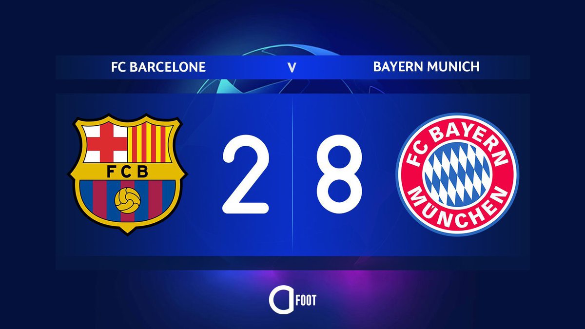 Il y a 4 ans jour pour jour, le Bayern 𝗛𝗨𝗠𝗜𝗟𝗜𝗔𝗜𝗧 le Barça (8-2) en Ligue des Champions. 😱❤️🤍