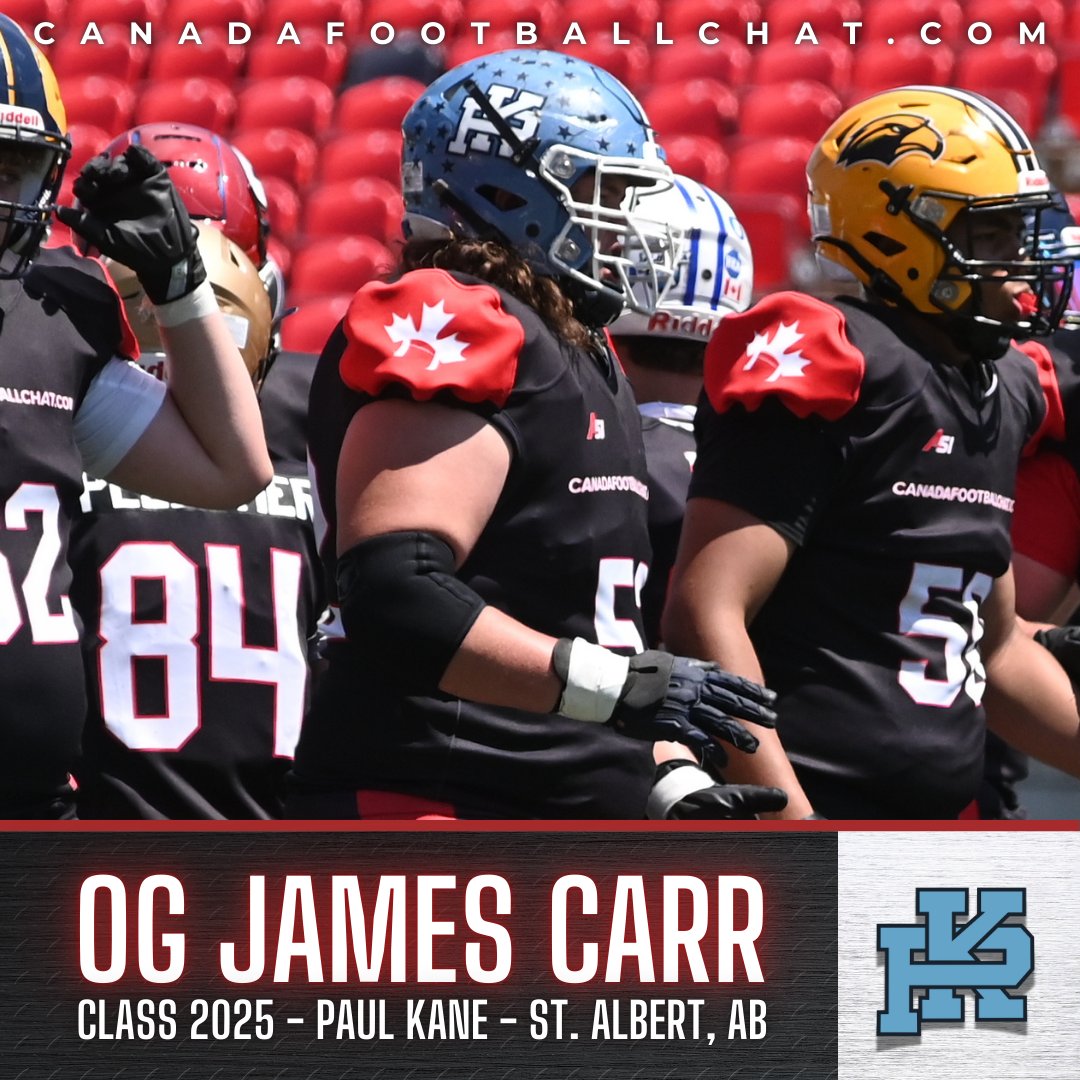 chatfootball's tweet photo. OFFSEASON UPDATE 🏈➡️ https://t.co/p8dvZqKGhR

👤 OG @JamesCarr6427 
🎓 Class 2025
🏫 Paul Kane
📍 St. Albert, AB

“My personal goals are to provide on-field leadership and serve as many pancakes as possible.”

Submit your prospect profile HERE ➡️ https://t.co/e8tOdMnj2k https://t.co/QlZPcyJ6mS