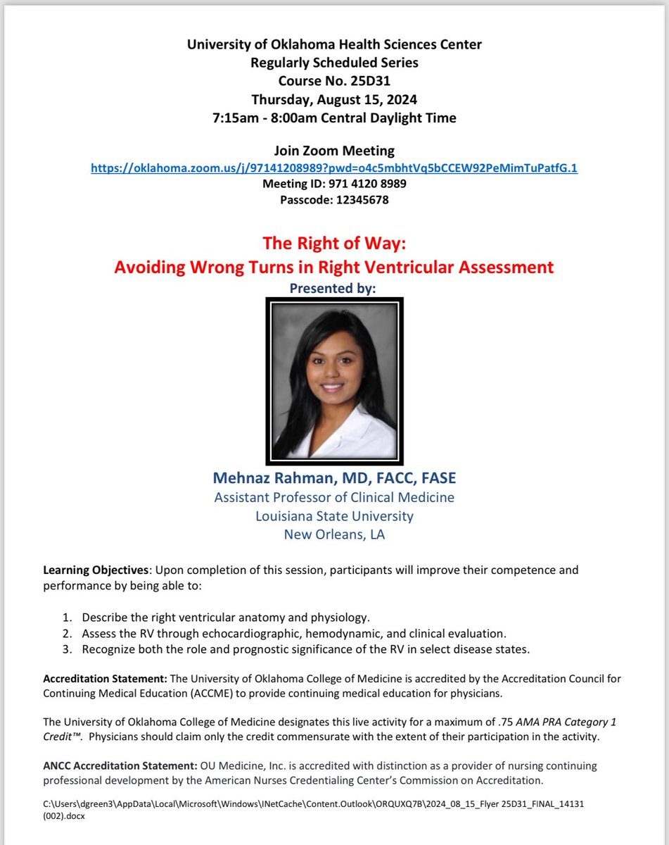 Chittur Sivaram (@casivaram1) on Twitter photo 🫀Pleased to welcome early career 🌟 🇨🇦 Dr. Mehnaz Rahman from LSU on 8/15/24 at OU Virtual CV Grand Rounds
🫀Join us for a discussion on RV Assessment⬇️
oklahoma.zoom.us/j/97141208989?…
<a href="/MMukherjeeMD/">Monica Mukherjee MD, MPH</a>
<a href="/DrMarthaGulati/">Dr. Martha Gulati ♥️🫀❤️🩹🇨🇦</a>
<a href="/purviparwani/">Dr. Purvi Parwani</a>
<a href="/ErinMichos/">Erin D. Michos, M.D.</a>
<a href="/docbhardwaj/">Anju Bhardwaj MD FACC</a>
<a href="/JasonKatzMD/">Jason N. Katz</a>
<a href="/SLittleMD/">Stephen Little, MD</a> 🫀Pleased to welcome early career 🌟 🇨🇦 Dr. Mehnaz Rahman from LSU on 8/15/24 at OU Virtual CV Grand Rounds
🫀Join us for a discussion on RV Assessment⬇️
oklahoma.zoom.us/j/97141208989?…
<a href="/MMukherjeeMD/">Monica Mukherjee MD, MPH</a>
<a href="/DrMarthaGulati/">Dr. Martha Gulati ♥️🫀❤️🩹🇨🇦</a>
<a href="/purviparwani/">Dr. Purvi Parwani</a>
<a href="/ErinMichos/">Erin D. Michos, M.D.</a>
<a href="/docbhardwaj/">Anju Bhardwaj MD FACC</a>
<a href="/JasonKatzMD/">Jason N. Katz</a>
<a href="/SLittleMD/">Stephen Little, MD</a>