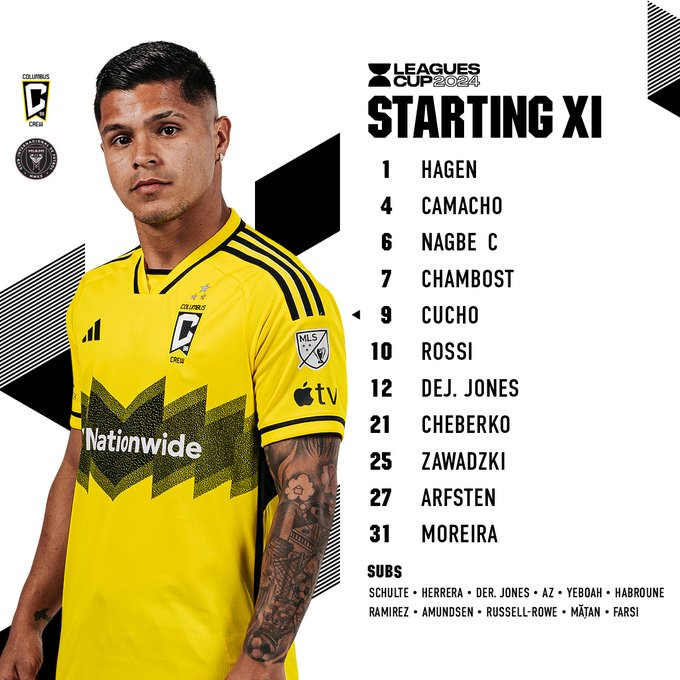 Starting XI: Hagen, Camacho, Nagbe (C), Chambost, Cucho, Rossi, DeJ. Jones, Cheberko, Zawadzki, Arfsten, Moreira. Subs: Schulte, Herrera, Der. Jones, AZ, Yeboah, Habroune, Ramirez, Amundsen, Russell-Rowe, Matan, Farsi.  