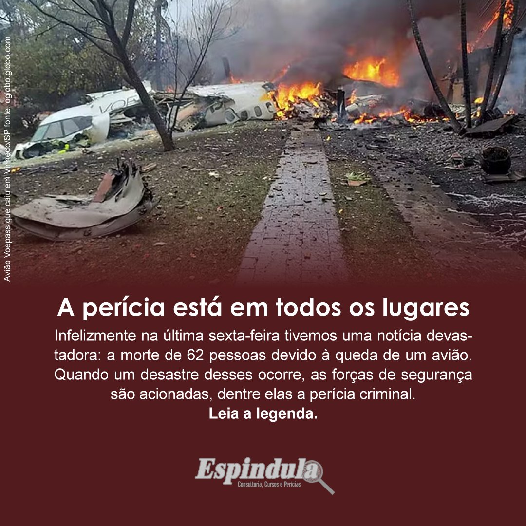 PeritoESPINDULA's tweet image. Primeiramente é preciso destacar que a perícia também é chamada em caso de acidentes e não só de homicídios. No caso citado, o órgão encarregado em realizar a perícia das caixas-pretas do avião foi a Força Aérea Brasileira (FAB) 
#peritocriminal #perito #perita #brasil