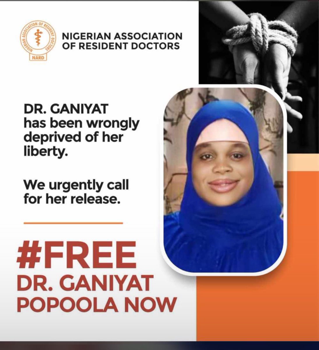 DrAishaMustaph1's tweet photo. #BringBackGaniyat
 
Hours became days, days became weeks, weeks became months. It’s now 7 months and 17 days since Dr. Ganiyat was kidnapped and has been in captivity. Her family, friends, colleagues and patients are devastated by her prolonged absence. 

Dr. Ganiyat has always put the needs of others first. Now, it's our turn to come together and demand her safe release. Let's raise our voices and urge authorities to take immediate action to #BringBackGaniyat

@HQNigerianArmy @mwankaduna @DepGovKaduna @ubasanius 
@Realoilsheikh
 @PoliceNG 
@OfficialDSSNG