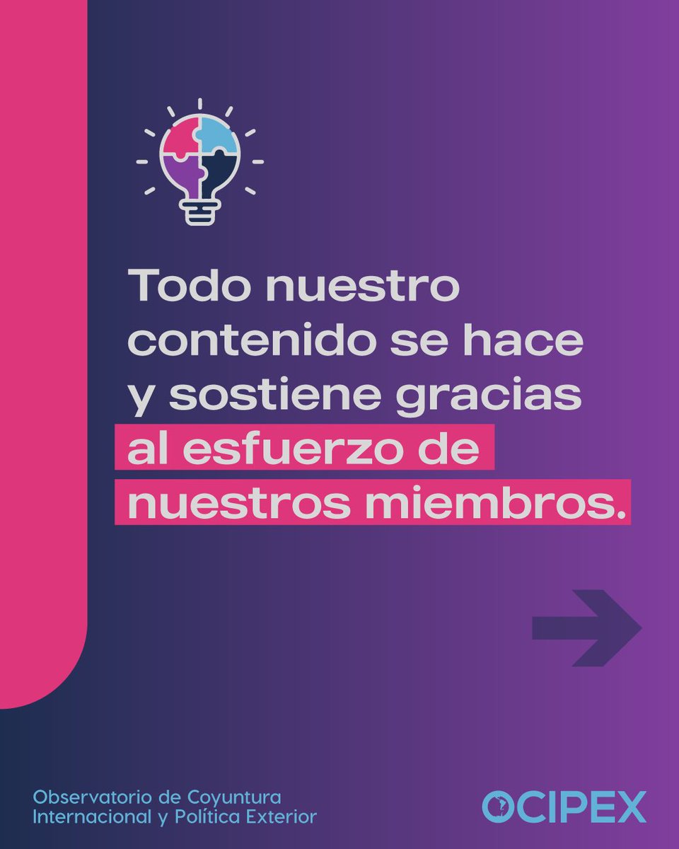 OCIPEx_arg's tweet image. 🤓Tu apoyo nos ayuda a seguir creando contenido de análisis #político e internacional.

👉🏼Si valorás nuestro compromiso, te invitamos a colaborar para que podamos seguir reflexionando sobre la realidad de forma crítica.