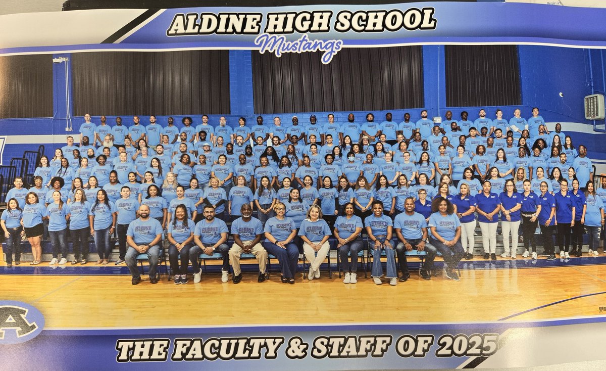 Our Mustang Family did a thing not long ago... we took our first ever, in the history of our school - a staff panoramic photo! 2024-2025 will be a school year for the 📚 #AldineImpact #AldineHSCORE
