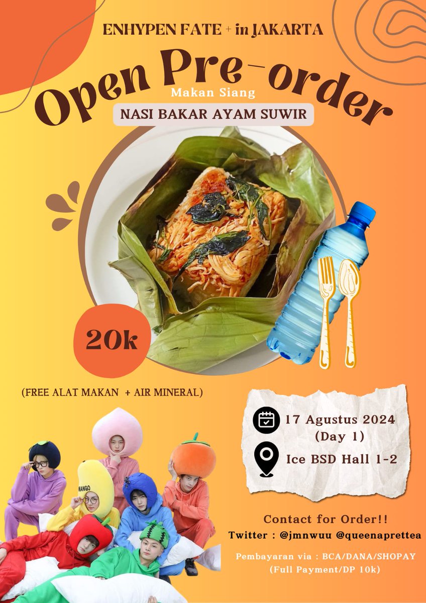 queenaprettea's tweet photo. [help rt &amp; like]✧⁠*⁠。

Halo Engene!
Aku open PO Nasi Bakar untuk konser Enhypen Fate Plus in Jakarta nih!!
📍 ICE BSD
📆 17 Agustus (Day 1)
💸 BCA/shopay/dana
📩 DM for order

t. wts wtt wtb lfb enhypen in jkt
#ENHYPEN_FATEPLUSinJKT #EN_WORLDTOUR_FATEPLUS
#FATEPLUS_IN_JAKARTA https://t.co/9hjOznyQhx