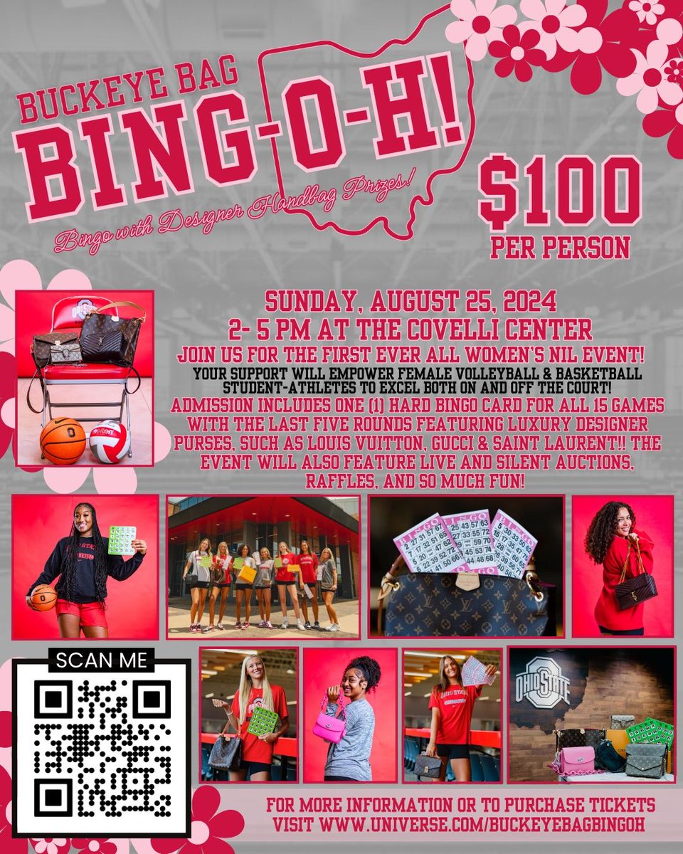 Join us for Buckeye Bag Bing-O-H!

📅  Sunday, August 25th, 2024
📍 Covelli Center
📌 2640 Fred Taylor Dr, Columbus, OH

Your support will empower female student-athletes to excel both on &amp; off the court! Don’t miss out—let’s make a difference together! buff.ly/3SPIAax