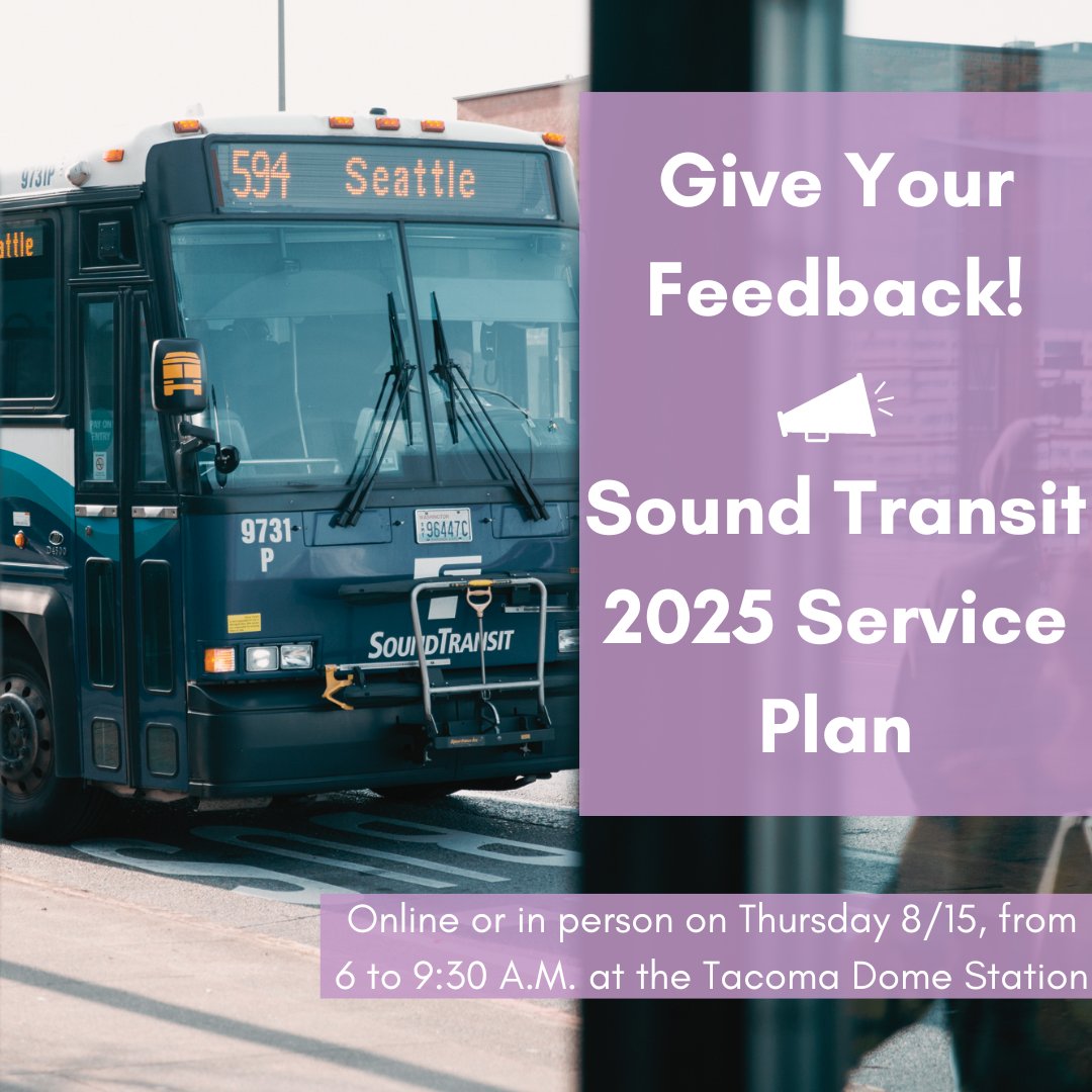 tacomamobility's tweet photo. Sound Transit is seeking public input about service restoration priorities, including the recently cut 590 Express trips.

You can take the survey online here: https://t.co/qaM831sxLM https://t.co/4q1cLRXEjJ