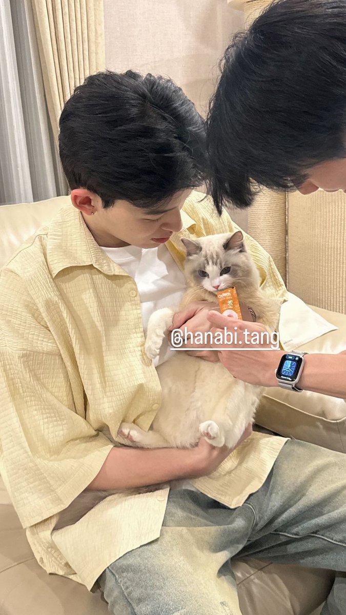 naravlt's tweet image. Si hanabi2 itu muka nya cemberut. Takut banget papa nya di ambil 😌