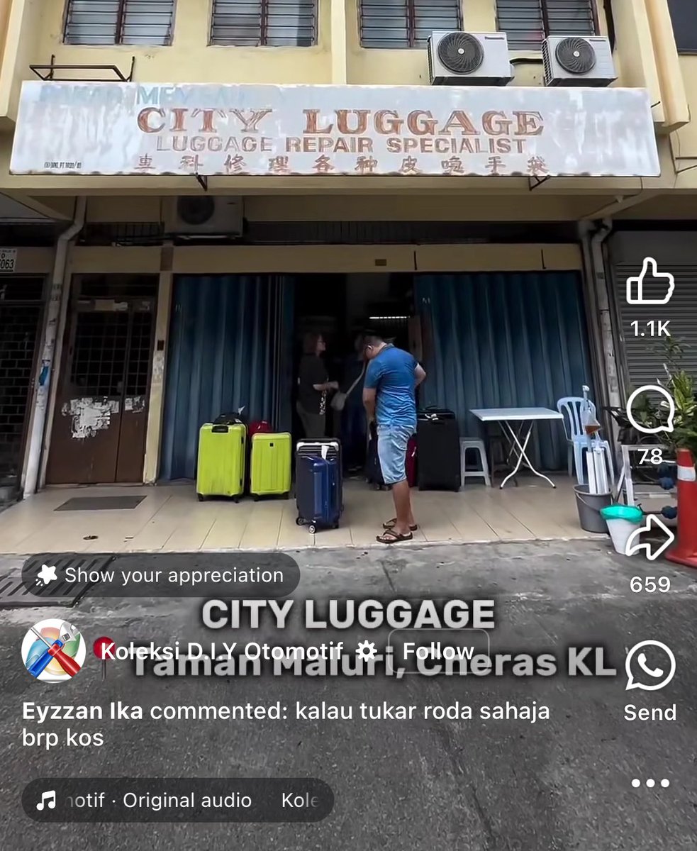 magmalaya's tweet photo. Link video penuh aku bagi dekat tweet kedua. Tempat repair luggage. https://t.co/lyOpkrCogC