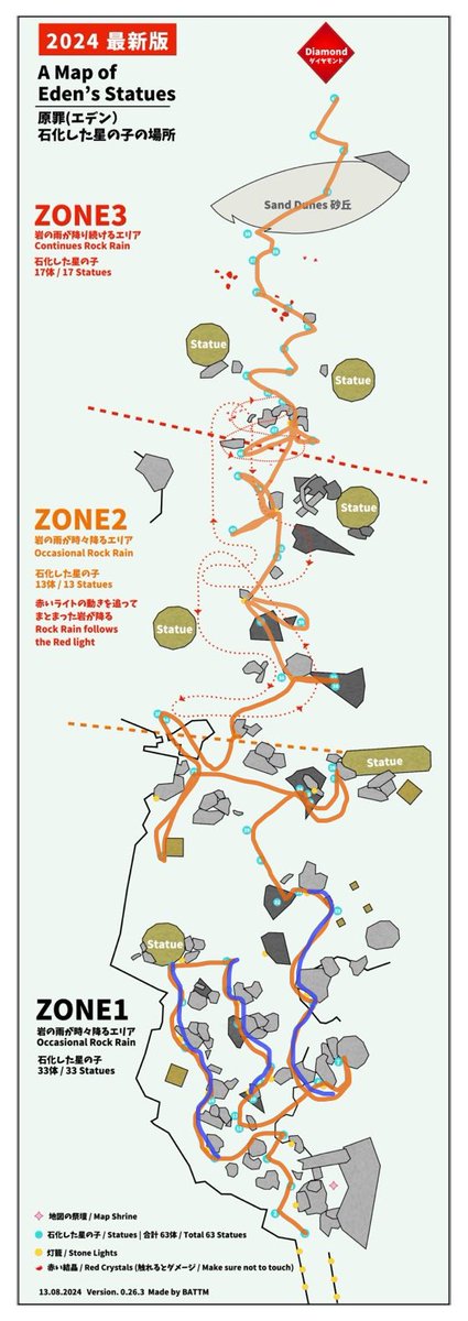 SkySyouta's tweet photo. 最近星キャン枯渇で毎週原罪行ってるのでマイルートとポイントをば
Zone1は縦に多く移動する事で結構長い距離を一息で移動できます(青のライン
Zone2は火の石像最優先で灯してから周囲の星の子を回収。失敗して面倒臭い時はエネルギーチャージの魔法使ってます

#thatskynote https://t.co/yaMfNDfHkn