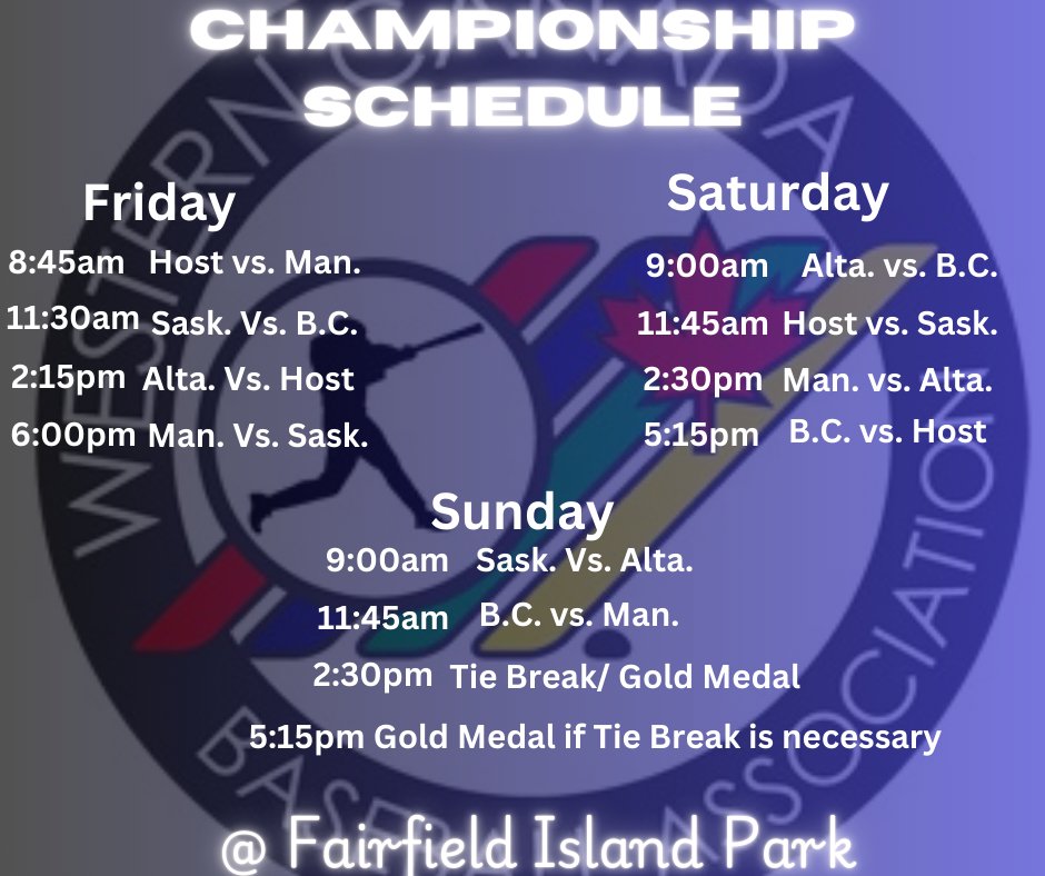 Colin Currie (@coachcurrie07) on Twitter photo π¨2024 Western Canada Championshipsπ¨
Start this Friday!
<a href="/GeorgeHalim_/">πππ¨π«π π πππ₯π’π¦</a> <a href="/983StarFM/">Star 98.3</a> <a href="/FraserVN/">FraserValleyNews</a> <a href="/chwknews/">FraserValleyToday.ca</a> <a href="/TheProgress/">Chilliwack Progress</a> <a href="/City_Chilliwack/">City of Chilliwack</a> <a href="/PrepBaseballBC/">Prep Baseball BC</a>
#GoCougs π¨2024 Western Canada Championshipsπ¨
Start this Friday!
<a href="/GeorgeHalim_/">πππ¨π«π π πππ₯π’π¦</a> <a href="/983StarFM/">Star 98.3</a> <a href="/FraserVN/">FraserValleyNews</a> <a href="/chwknews/">FraserValleyToday.ca</a> <a href="/TheProgress/">Chilliwack Progress</a> <a href="/City_Chilliwack/">City of Chilliwack</a> <a href="/PrepBaseballBC/">Prep Baseball BC</a>
#GoCougs