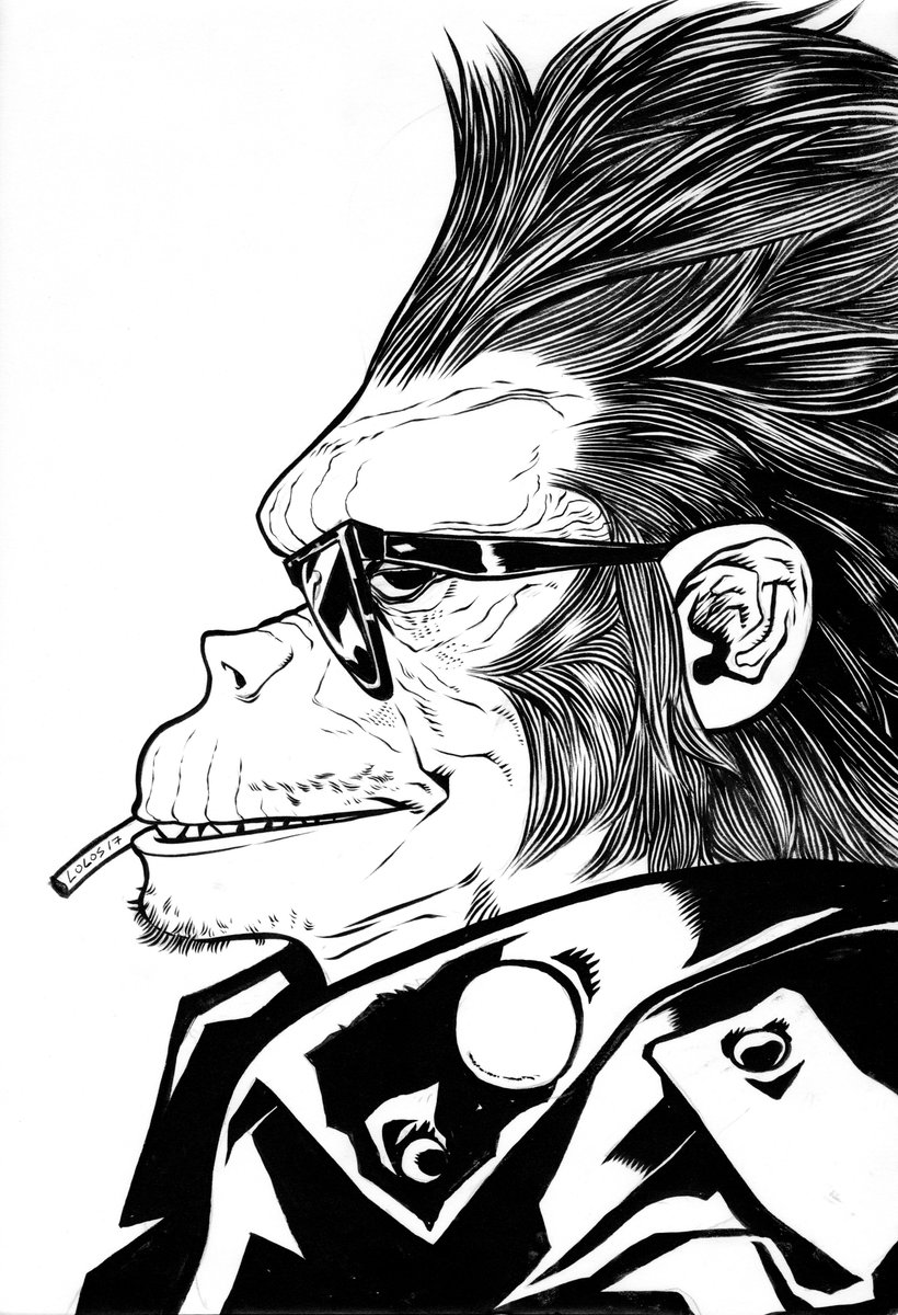 VLolosOfficiel's tweet image. 2017, ink on art board.
Wayfaring Biker Monkey
🎀ook -ook  baby!🖤🏍️
#greaser #wayfarer
#monkey #bikerart #biker 
#Ink #Comics 
#VasilisLolos