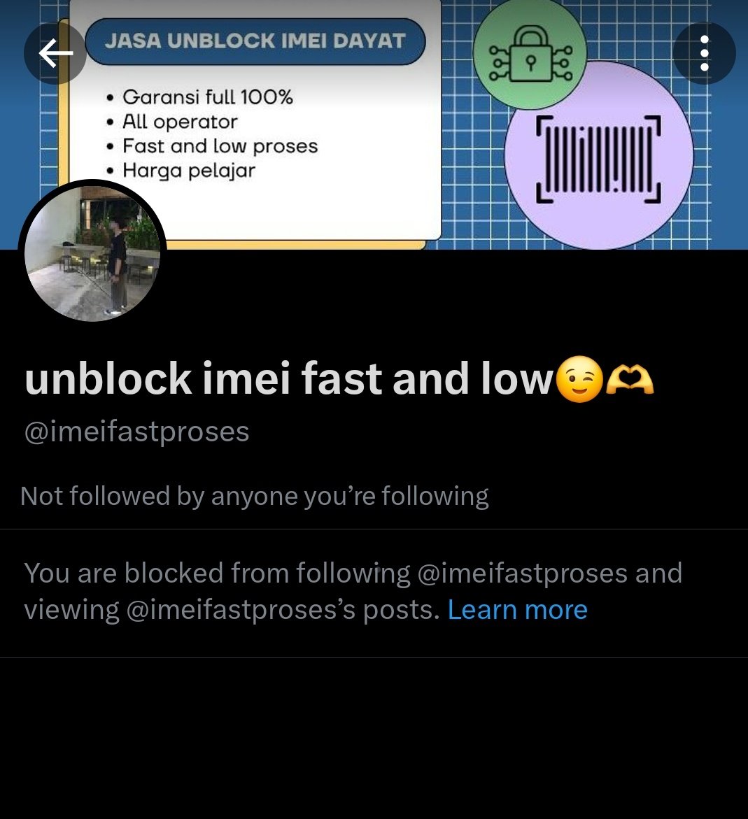 astrophilenika's tweet photo. DIH DIBLOCK!
CUPU BANGET LU!
hati-hati yg cari unblock imei jangan pernah di @imeifastproses. Penipu soalnya. Gonta ganti username kalo ketahuan

#zonauang #unlockimei #scammer #SCAM https://t.co/M1McV03PFe