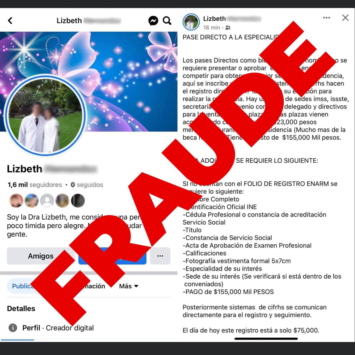 SSalud_mx's tweet photo. ⚠️No seas parte de un intento de FRAUDE⚠️

La información que circula sobre el ENARM y el Proceso para entrar de manera directa a la Residencia Médica es parte de un #FRAUDE y puede tener consecuencias para ti.
Los mecanismos de validación y los candados de seguridad del #ENARM son inviolables, por lo cual los formatos y documentación falsa es detectada de inmediato, trayendo como consecuencia las sanciones correspondientes para quien presente documentos apócrifos.
Las plazas no están a la venta. Ni hay procesos especiales ni extraordinarios para que puedas pasar el #ENARM, no te dejes engañar.
La única fuente oficial de información sobre el #ENARM es la página web de la CIFRHS ➡️ https://t.co/fjRuxJnII9