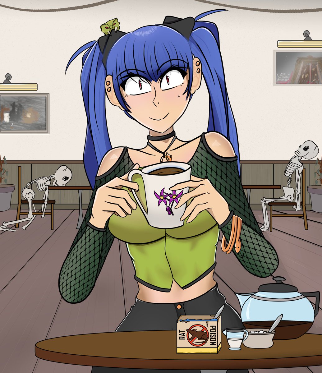 Coffee time! Have a cup and stay forever！
Let's have a cup of coffee with a snake girl.

へびちゃんと一緒にコーヒーを飲みましょうか？

#art #manga #anime #digitalart #マンガ #イラスト #Coffee #Death #snake #コーヒー