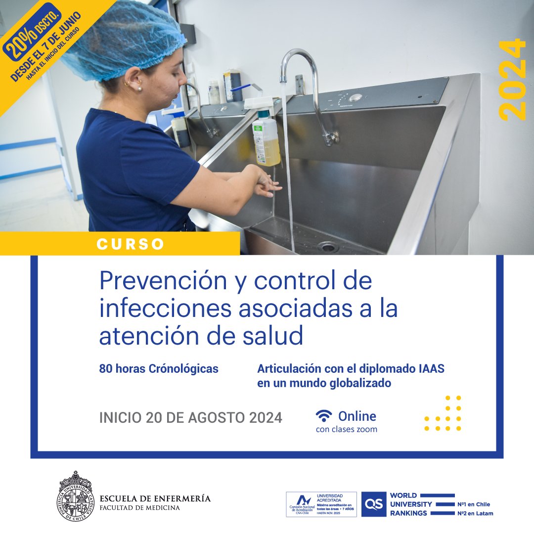 Mejora la calidad asistencial con el curso en Prevención y control de Infecciones asociadas a la atención de salud, en donde además podrás convalidar con el diplomado de IAAS en un mundo globalizado
Mas info: educacioncontinua.uc.cl/programas/prev…