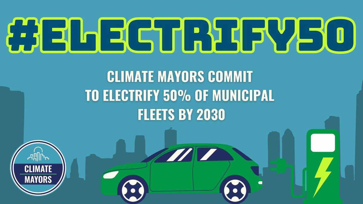 Congrats to <a href="/ClimateMayors/">The Climate Mayors</a> &amp; nearly 350 mayors for committing to electrify 50% of city fleets by 2030 and boosting EV charging in U.S. cities! The coalition is at the forefront of decreasing emissions and improving public health for all. 🚗⚡️

Learn more: climatemayors.org/post/electrify…