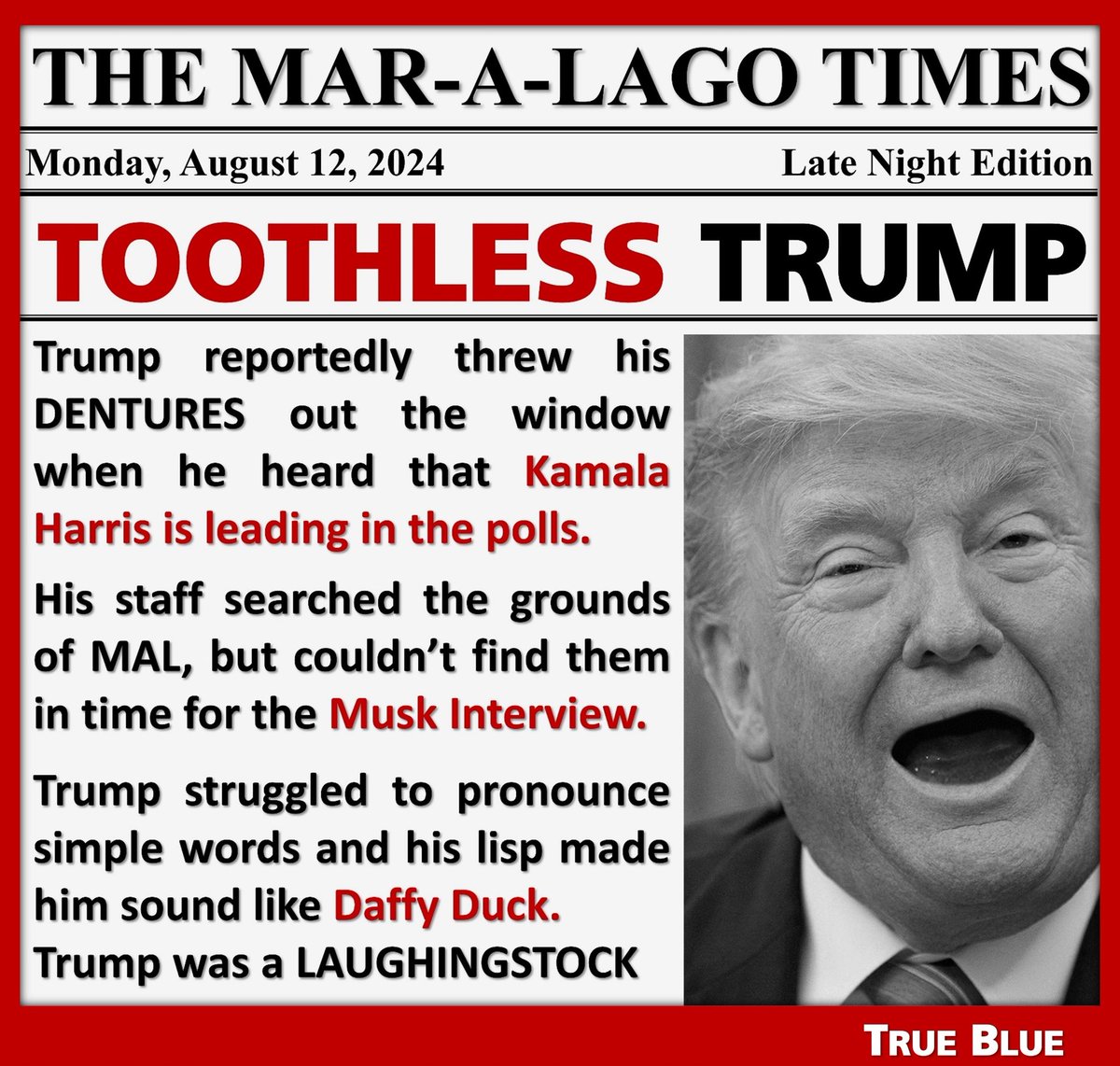 SPBMcKenna's tweet photo. @NotHoodlum @BeSeriousUSA #ToothlessTrump https://t.co/LIWUOFZwvy