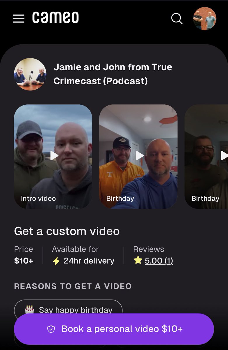 Don’t forget! We are on Cameo! Get a personal message for the true crime lover in your life. 
v.cameo.com/e/JRI1wc1z2Lb