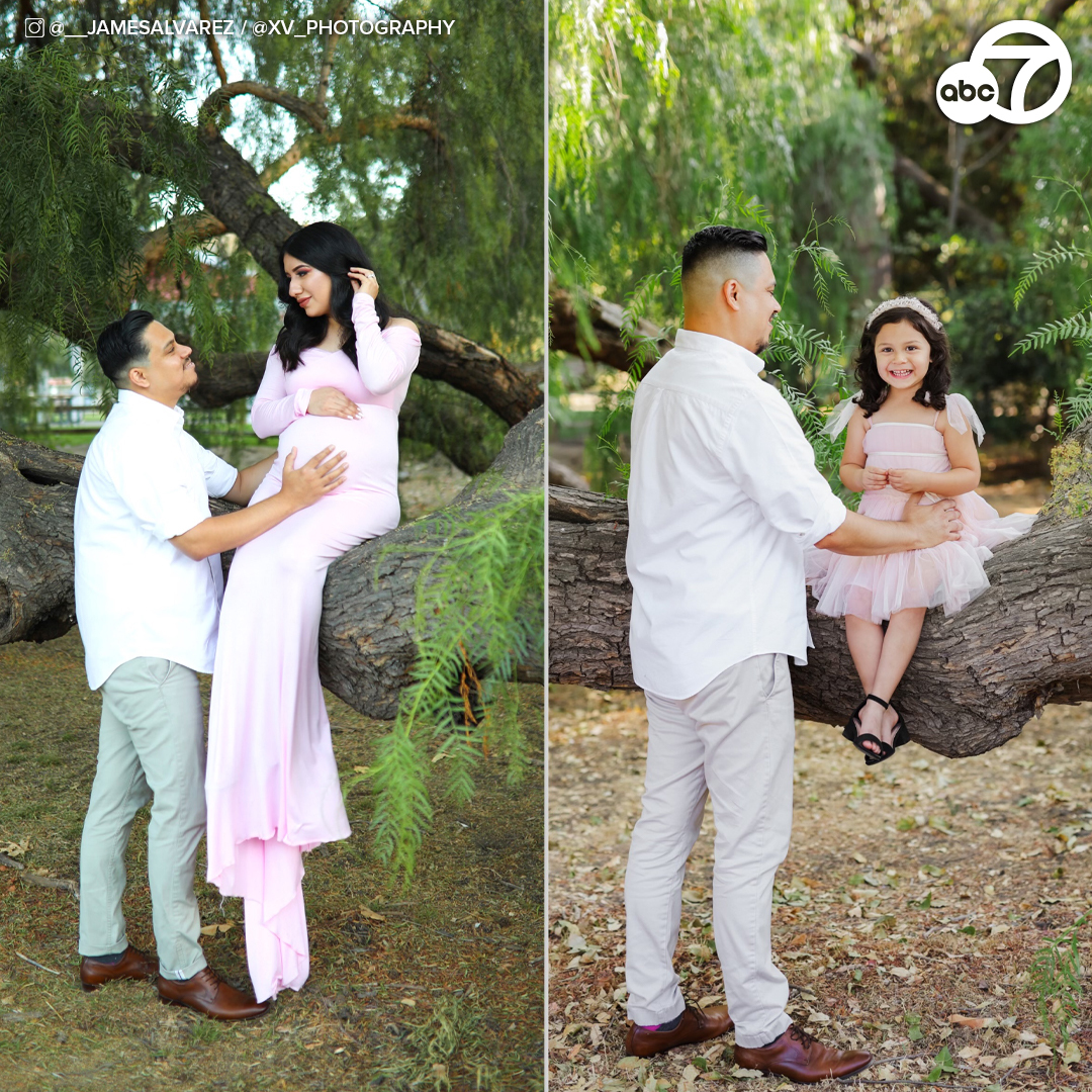 ABC7's tweet photo. Four years after a pregnant 23-year-old woman was struck and killed in a collision involving a DUI driver in Anaheim, the victim's husband and their young daughter are continuing their annual tradition of honoring her by recreating her maternity photos. 🥺🥰❤️ https://t.co/TDJe7kVJEv