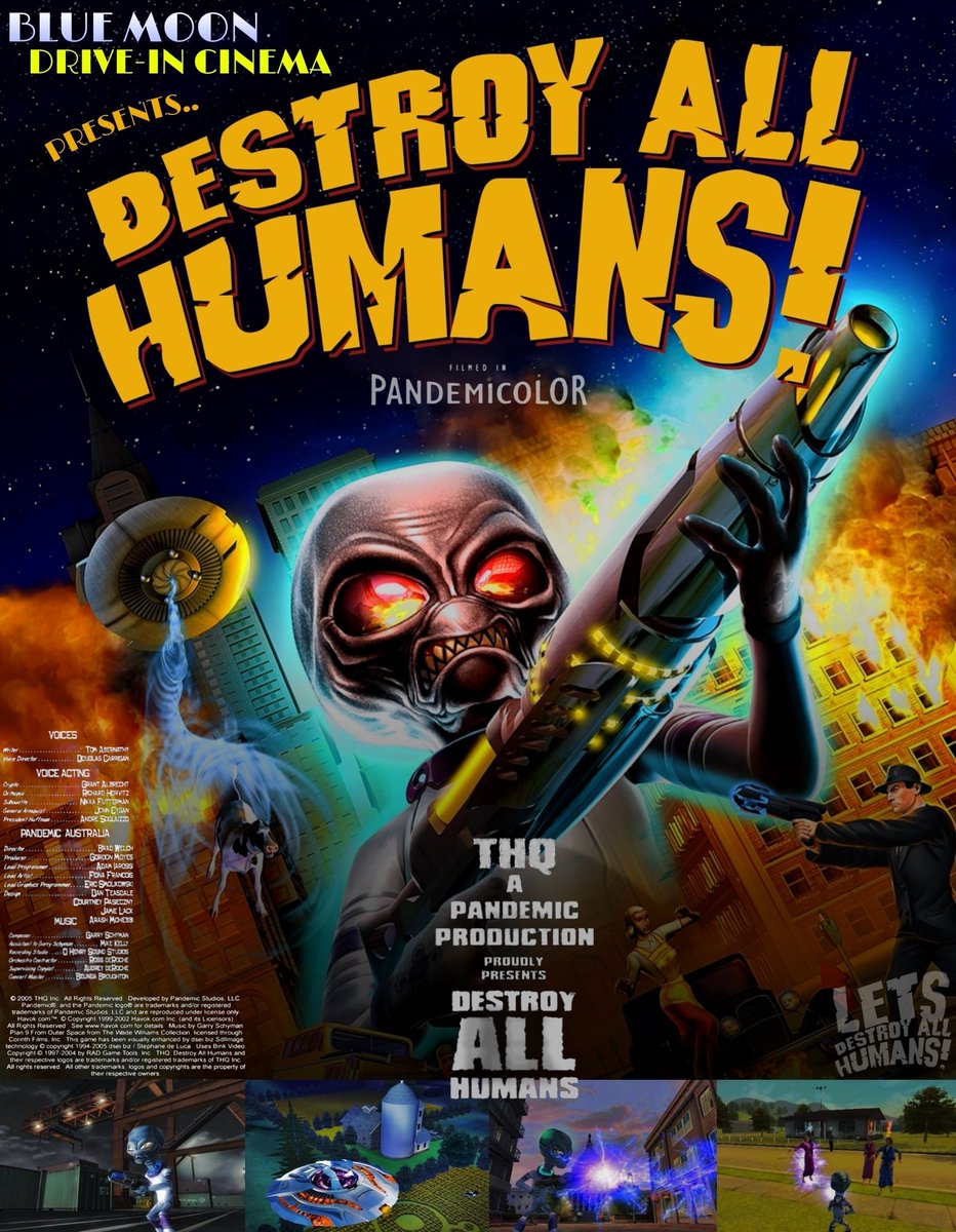 LETS_DAH's tweet photo. "One Giant Step on Mankind." 
Here's my #destroyallhumans! (2005) theatrical fan poster 👽🌍🔥💀🧠🛸🐄 | LDAH! https://t.co/IgO3yHLgow
