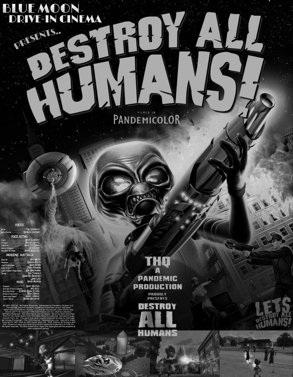 LETS_DAH's tweet photo. "One Giant Step on Mankind." 
Here's my #destroyallhumans! (2005) theatrical fan poster 👽🌍🔥💀🧠🛸🐄 | LDAH! https://t.co/IgO3yHLgow