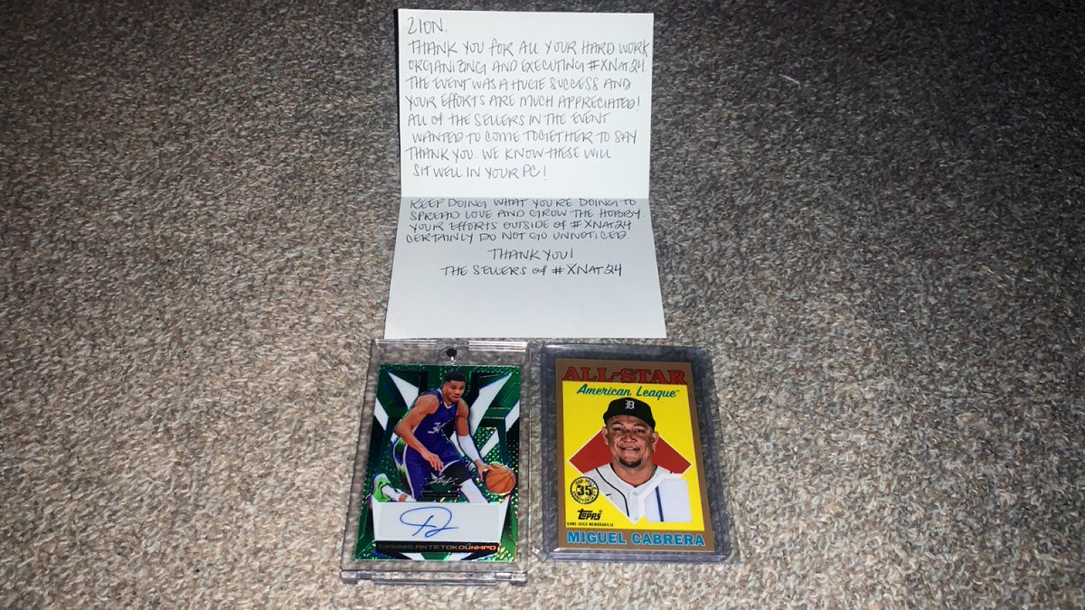 _Babyzion_'s tweet image. Y’all notice anything different up there👀👀?? 

If you guessed that Giannis auto /2 and Miggy patch /50 then your RIGHT😁. I’m truly in SHOCK from the sellers of #XNat24 that they all came together to surprise me with this!!!! Like I still don’t know what to say 😂😂🥹. I can’t…