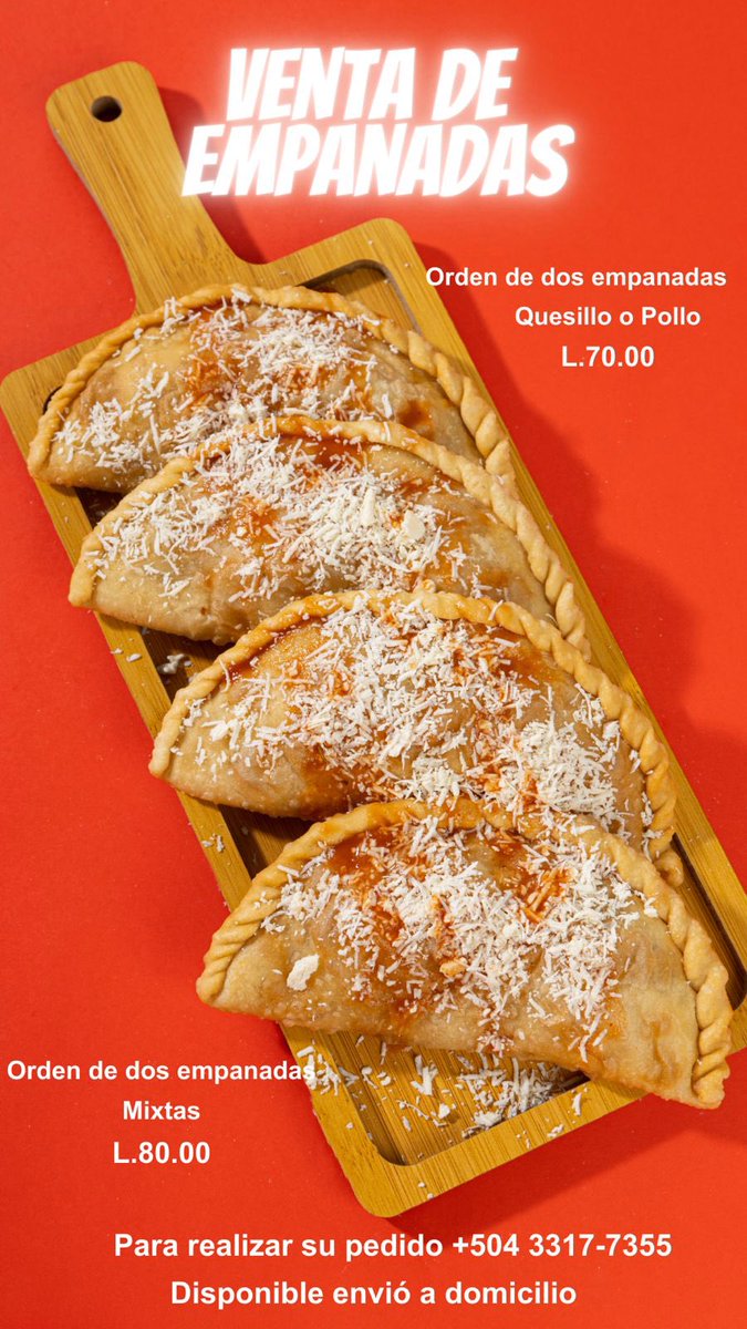 BrayanOliva7's tweet photo. Buenas noches amig@s! Este día jueves tendremos nuestras ricas empanadas para
Estaremos tomando pedido, escribir Tel: 
33177355 
Estamos a la orden 🫶🏽 https://t.co/fkmbvIULny