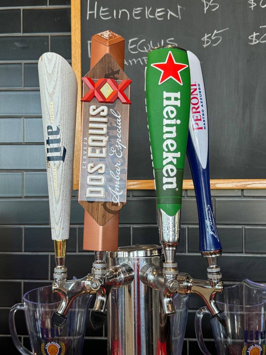 #HappyHour is here! 
Monday through Friday 4-6 all draft beers are ONLY $3 and 50% OFF ALL pitchers!!!
So come on in and grab an Extra Large Slice or 2 with your cold Beer!