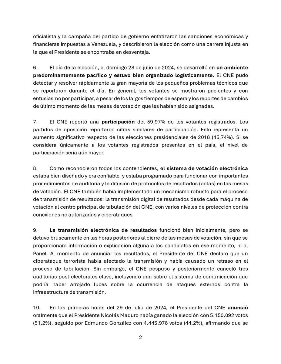 ReporteYa's tweet photo. #13Ago #ONU #EleccionesVE 
Panel de expertos de la ONU que observó elecciones presidenciales en Venezuela publicó su informe preliminar sobre los comicios del #28Jul. 

"El Panel presenta en este informe algunas de sus conclusiones preliminares, centradas en el día de la elección y en la gestión y anuncio de los resultados:"