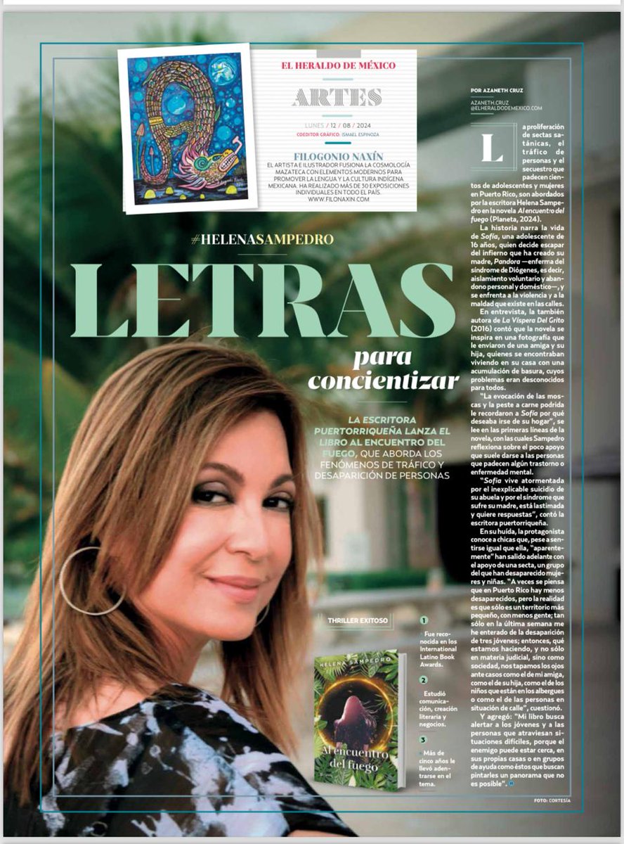 Helena Sampedro (@sampedro_helena) on Twitter photo Aquí una de las entrevistas que me hicieron en México por el lanzamiento de mi novela "Al encuentro del fuego" (<a href="/PlanetaLibrosMx/">Planeta de Libros México</a>). ¡Gracias por el interés, <a href="/heraldodemexico/">El Heraldo de México</a>!
heraldodemexico.com.mx/edicion-impres… Aquí una de las entrevistas que me hicieron en México por el lanzamiento de mi novela "Al encuentro del fuego" (<a href="/PlanetaLibrosMx/">Planeta de Libros México</a>). ¡Gracias por el interés, <a href="/heraldodemexico/">El Heraldo de México</a>!
heraldodemexico.com.mx/edicion-impres…