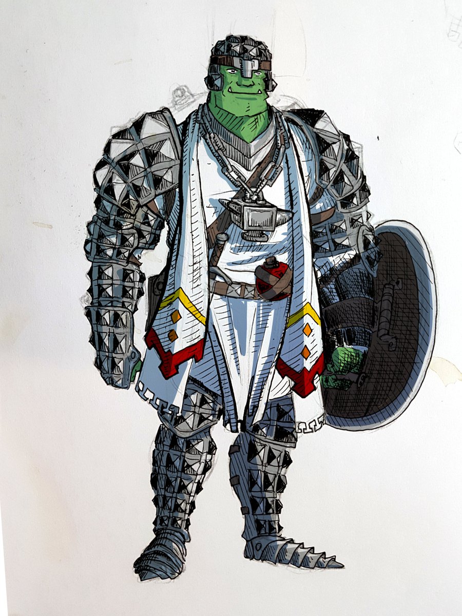 Tarmhell's tweet image. Orc Clercic Doodle from years ago.