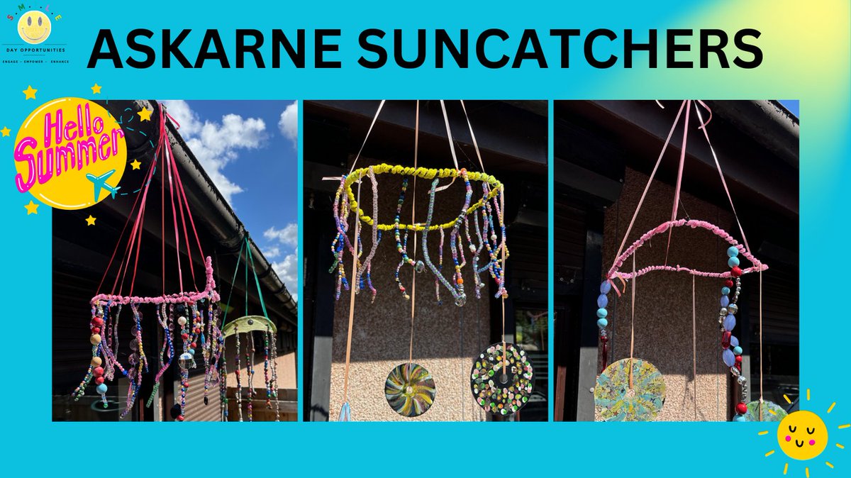 DayDoncaster's tweet photo. #Askarne SMILE  have been getting creative making suncatchers with recycled materials.

They look amazing in the sunshine, well done everyone.

@DoncasterDamian
@smizz
#suncatcher
#recycled
#recycleandreuse https://t.co/MgSV8EyAuy