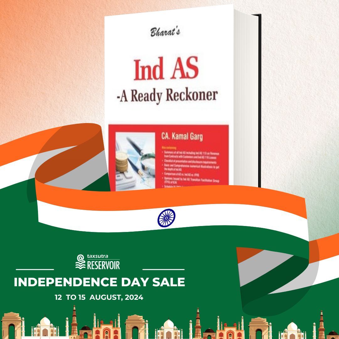 Taxsutra's tweet image. Save 75% on 'Ind AS - A Ready Reckoner' by Kamal Garg at Reservoir's Independence Day Sale &amp;gt;&amp;gt; buff.ly/4dHbG44 

#IndAS #AccountingStandards #FinancialReporting #IndependenceDaySale #BookSale #AccountingBooks