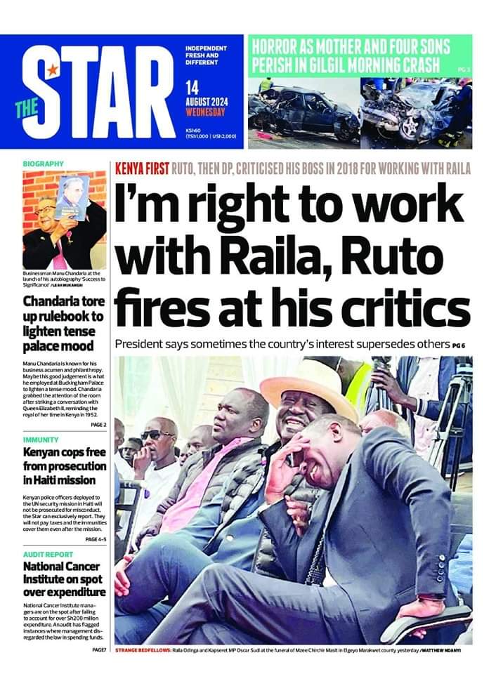 nyanducha's tweet photo. Today's newspaper headlines.

Wednesday, 14th August 2024.

#ePaper #Gazeti #Magazeti #Kenya #CiscoMeraki #UbibotTemperatureHumiditySensors #IoT #VictorockKenya #Ndungu #JimmyWanjigi #NjugunaNdungu #Ndii https://t.co/eirH5Xh9Lz