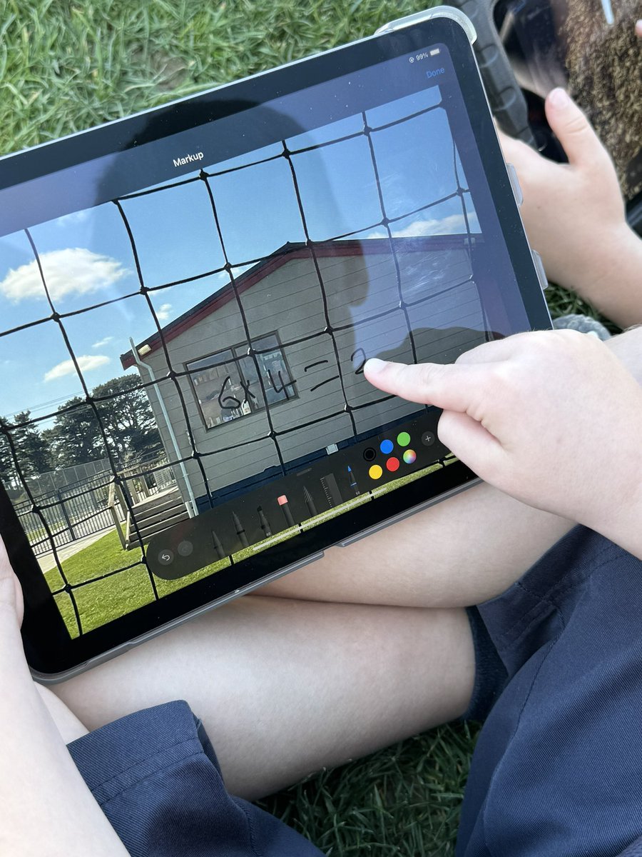 teacher_kels's tweet photo. More array spotting and making today - this time, before we went out, we learnt how to use Markup to show our learning and make it visible for our whānau to see when we share them #wspn #ads #ipad https://t.co/I7Nu4zM9KU