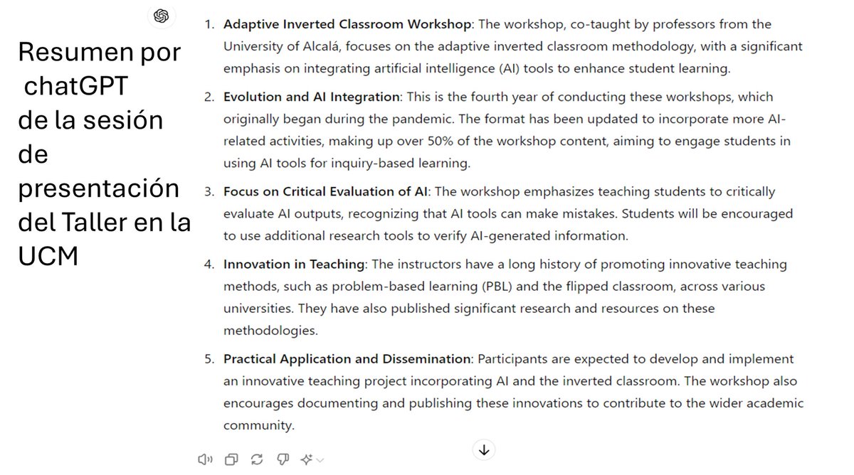 Alfredo Prieto (@alfredoprietoma) on Twitter photo Link a la 1ª Sesión del Taller UCM aula invertida adaptativa en la era de la inteligencia Artificial (formación acelerada del profesorado universitario para la incorporación a sus asignaturas del uso estudiantil de herramientas de IA) youtu.be/UpmMpur-VeM?si……
<a href="/NewsReputation/">Francesc Pujol 🇺🇦</a> Link a la 1ª Sesión del Taller UCM aula invertida adaptativa en la era de la inteligencia Artificial (formación acelerada del profesorado universitario para la incorporación a sus asignaturas del uso estudiantil de herramientas de IA) youtu.be/UpmMpur-VeM?si……
<a href="/NewsReputation/">Francesc Pujol 🇺🇦</a>