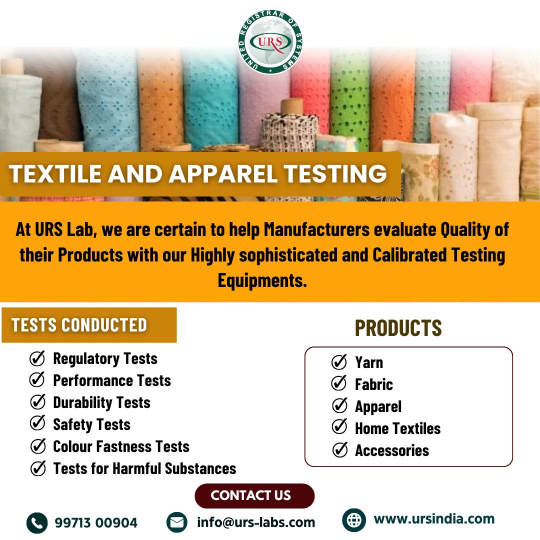 urs_certificate's tweet image. At URS lab, we are certain to help Manufacturers evaluate Quality of their product with our Highly calibrated and Sophisticated Testing Equipment.

#textilestesting #Appareltesting #footweartesting  #lab #manufacturers #retailers #testinglab #urslab