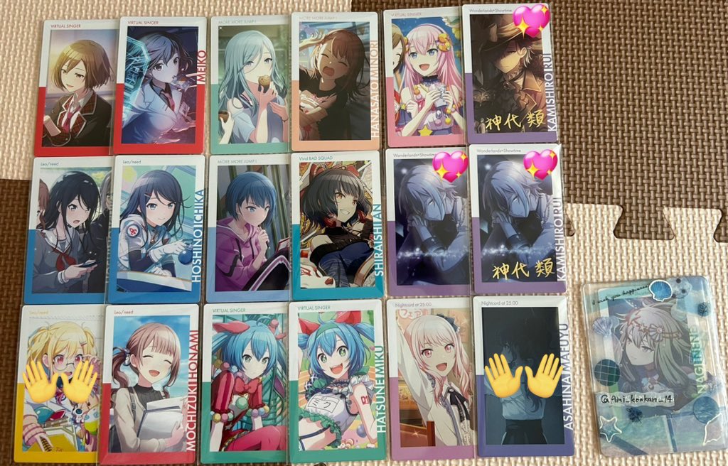 Ami_koukan_14's tweet photo. 《プロセカ エピカ 交換 箔押し13A 13C 14B》

譲 ミク ルカ MEIKO 一歌 穂波 みのり 雫 遥 杏 類 瑞希

求 画像二枚目 特訓後寧々

💖厳しめ  N＞＞箔 で求めております。
纏めての方、条件の良い方優先
1~2枚の場合ミニレターの使用 初回ﾘﾄﾘﾝ必読
お気軽にお声がけ下さい🙌 https://t.co/igzU49eLhl
